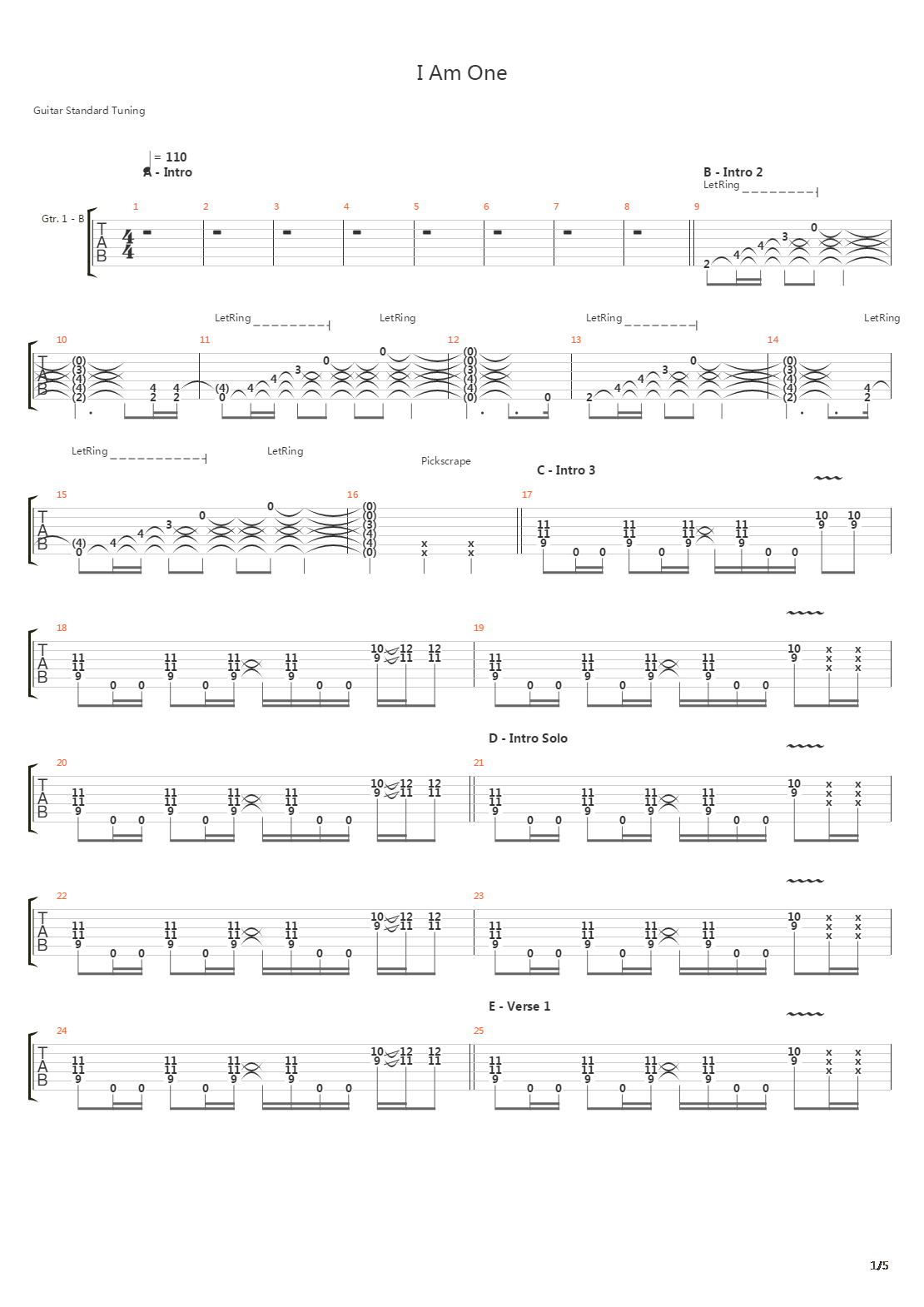 I Am One吉他谱