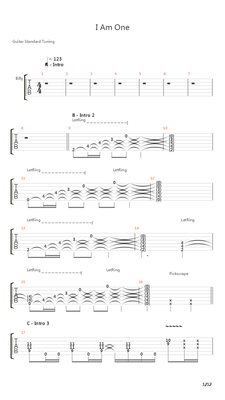 I Am One吉他谱