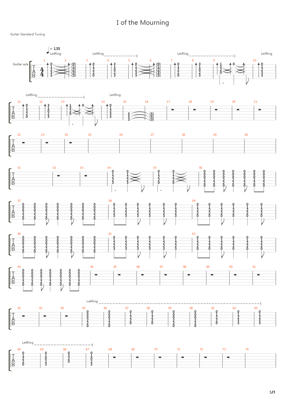 I Of The Mourning吉他谱