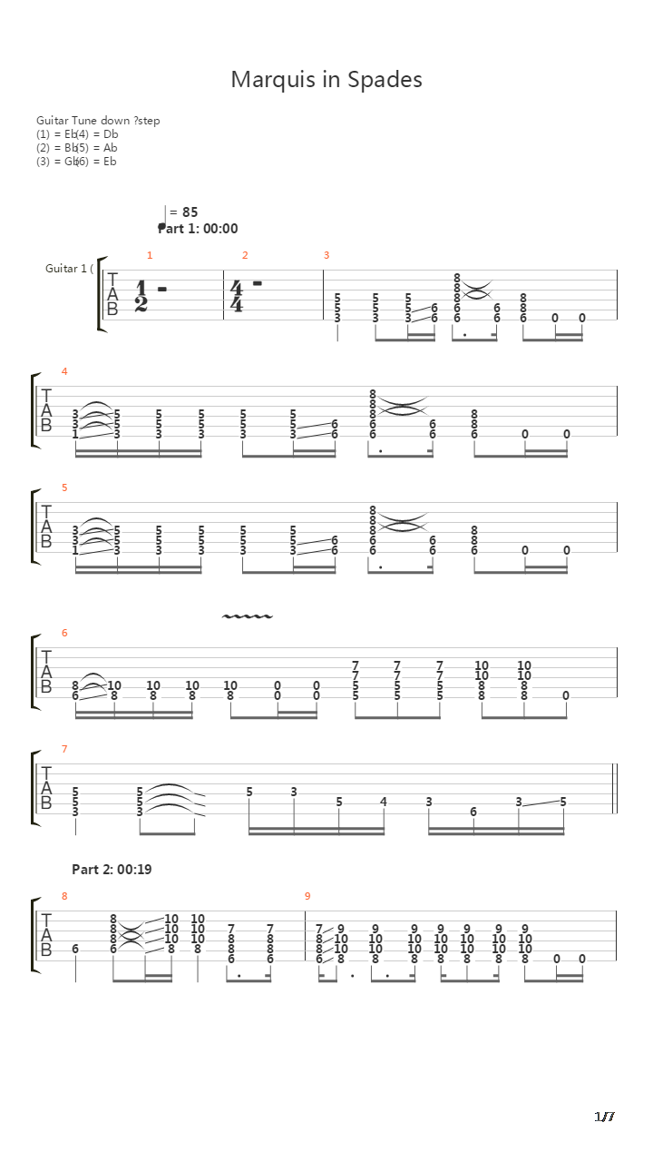 Marquis In Spades吉他谱