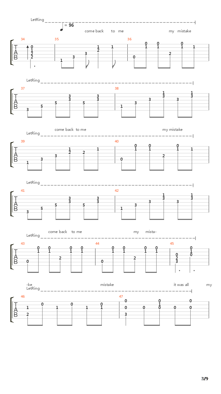 My Mistake吉他谱