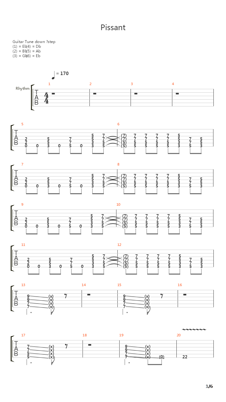 Pissant吉他谱