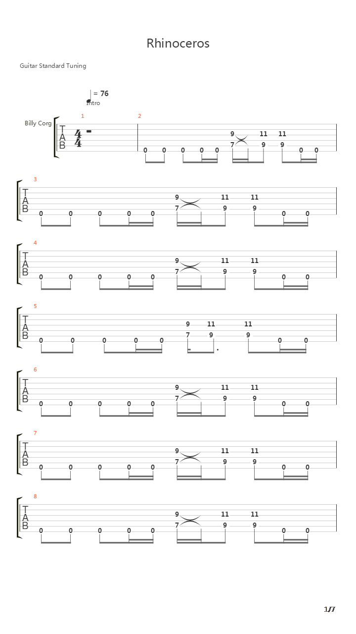 Rhinoceros吉他谱