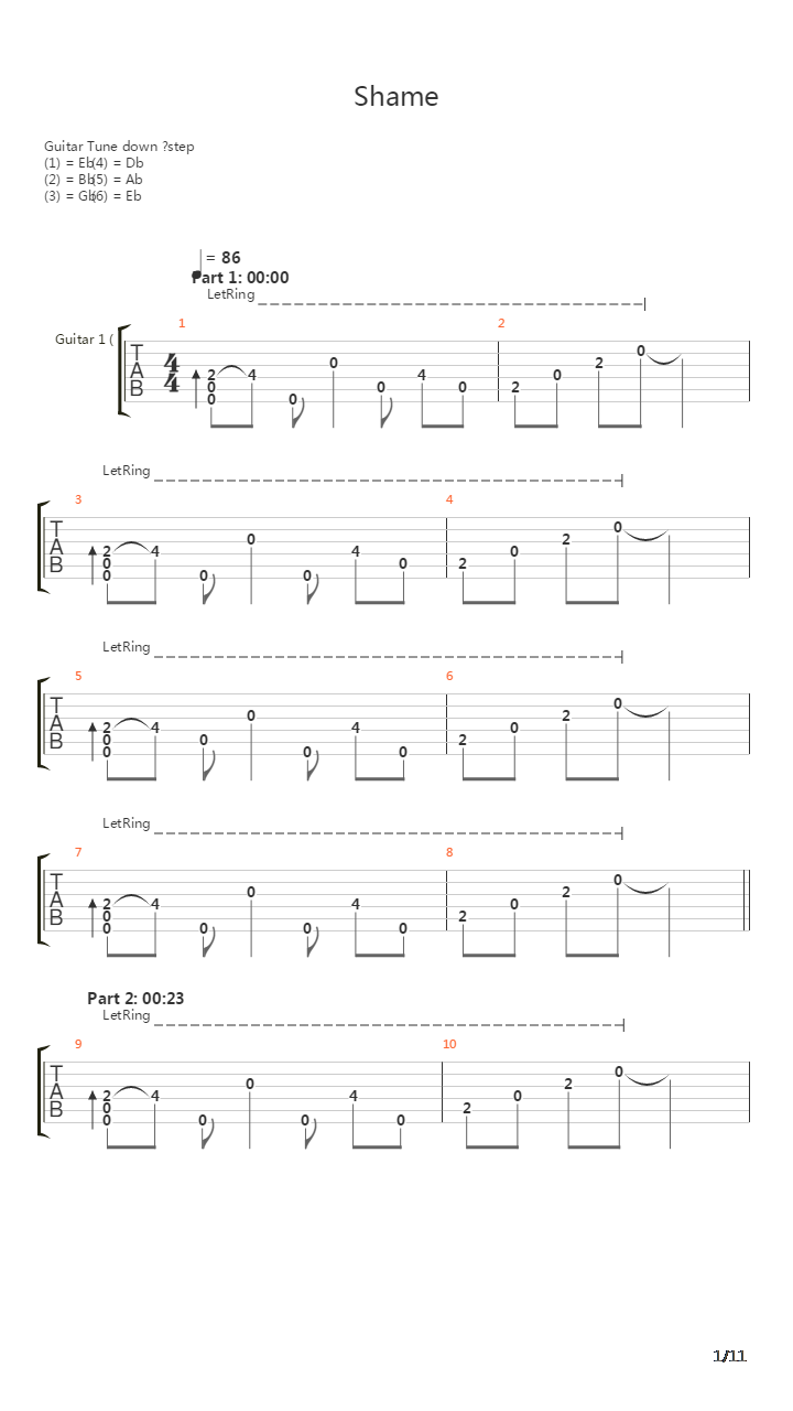 Shame吉他谱