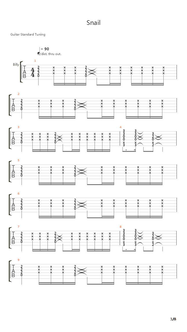 Snail吉他谱
