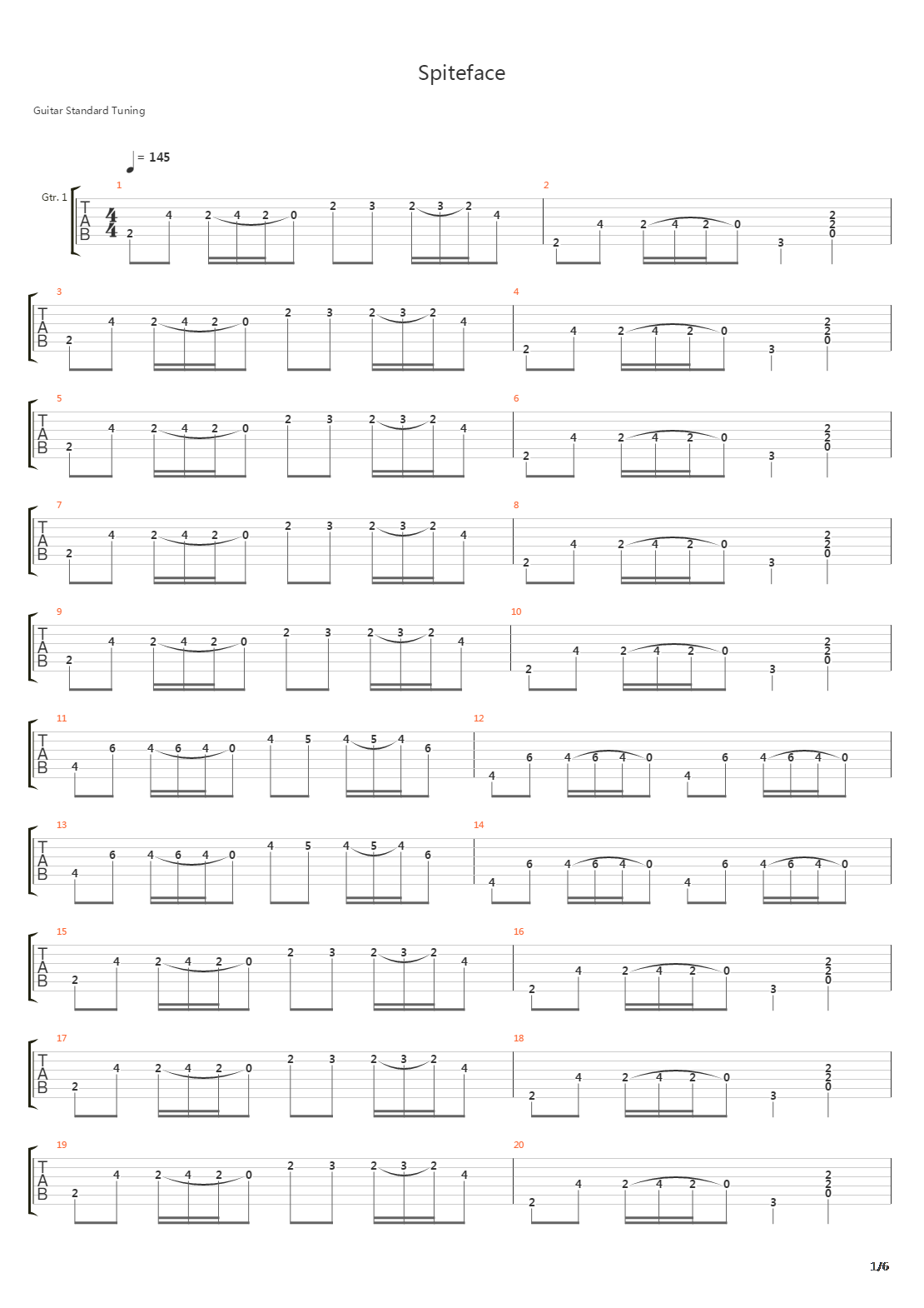 Spiteface吉他谱