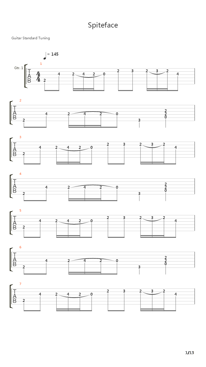Spiteface吉他谱