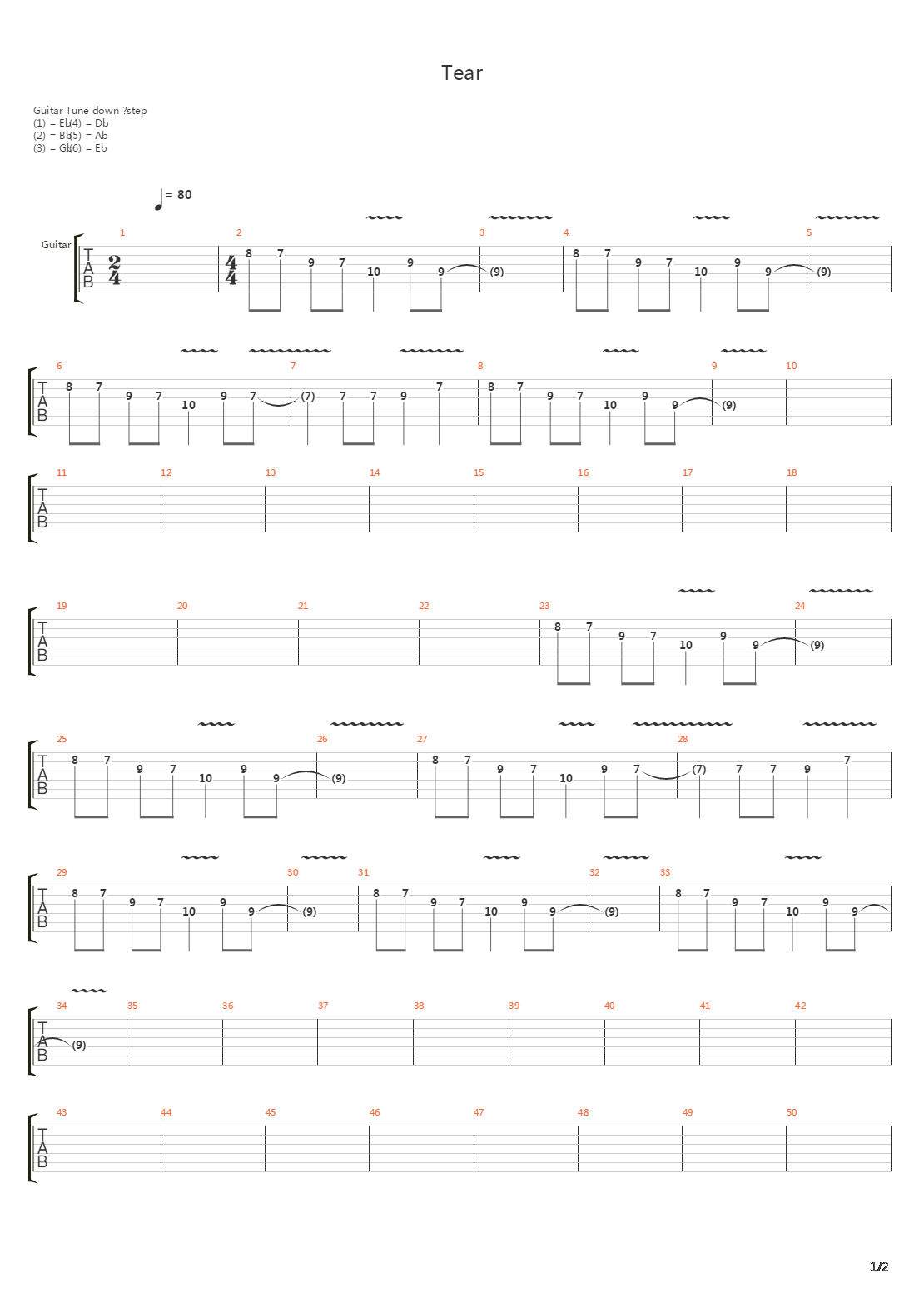 Tear吉他谱
