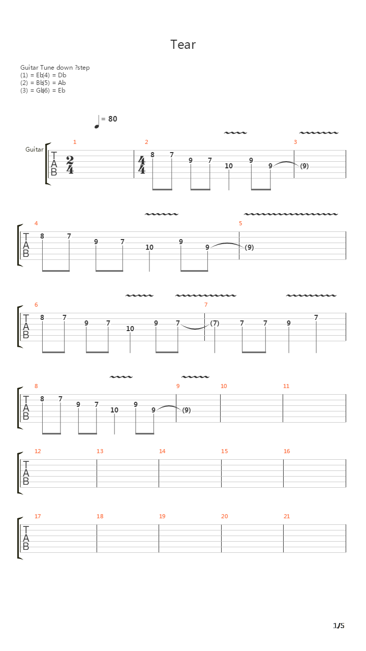 Tear吉他谱