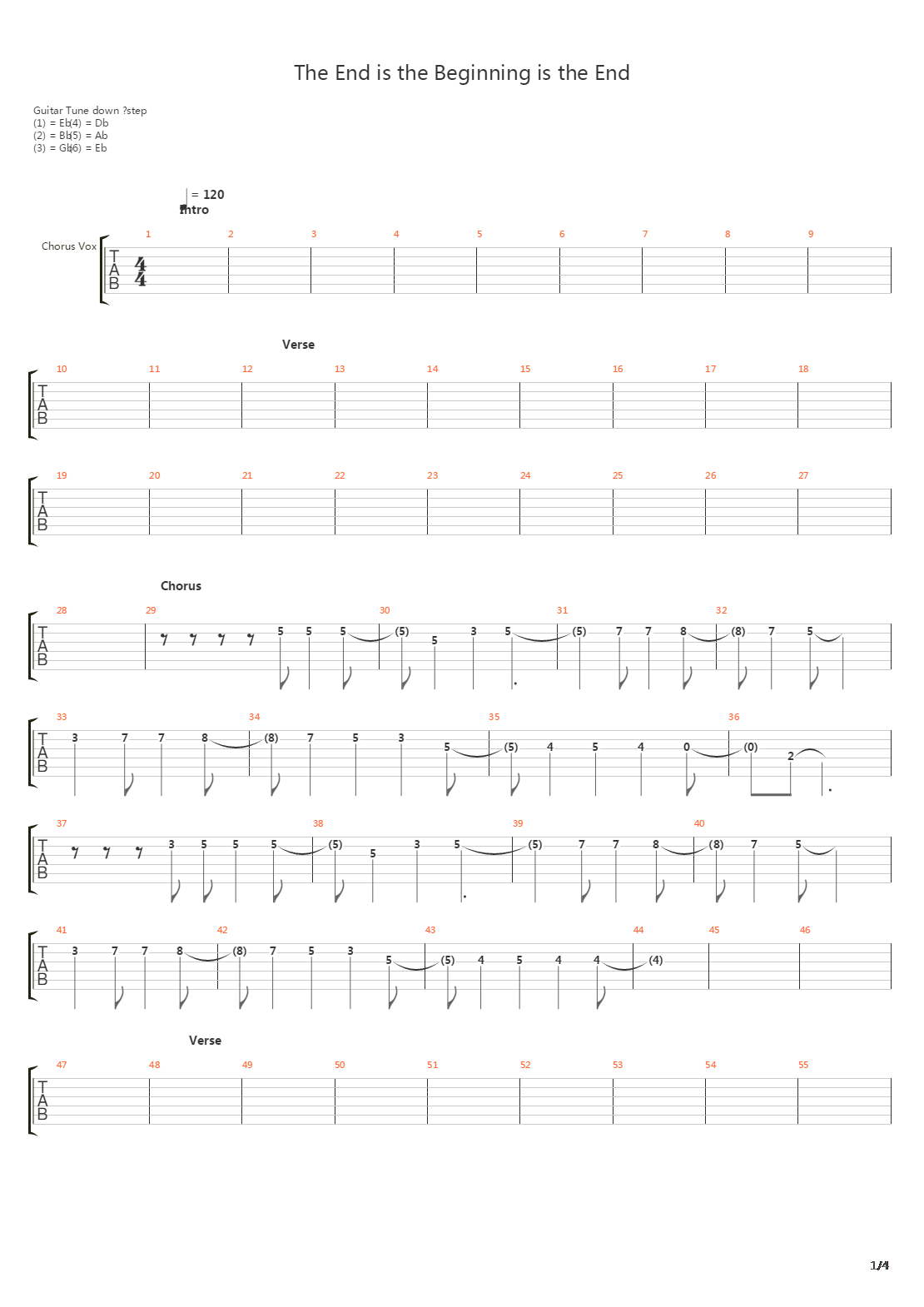 The End Is The Beginning Is The End吉他谱