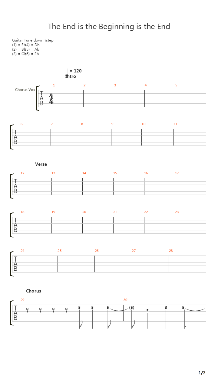 The End Is The Beginning Is The End吉他谱