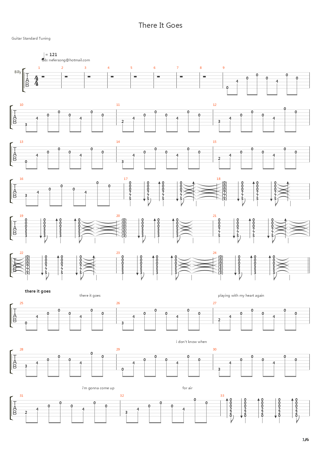 There It Goes吉他谱