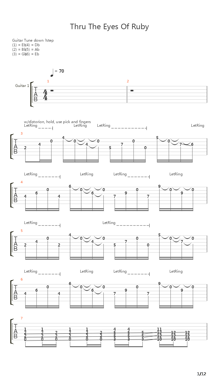 Thru The Eyes Of Ruby吉他谱