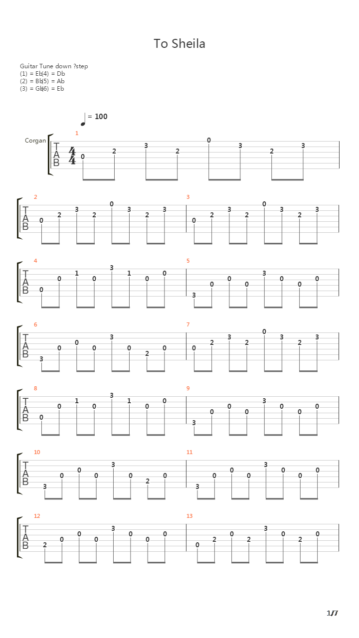 To Sheila吉他谱