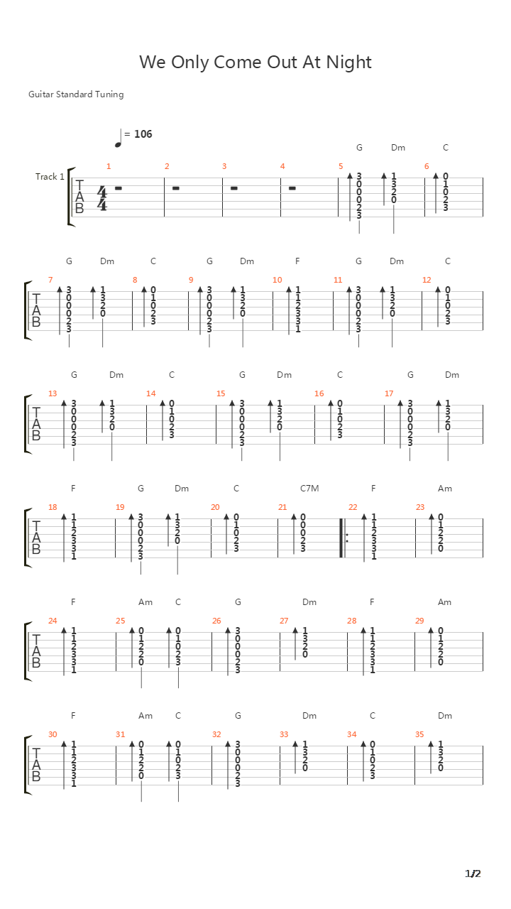 We Only Come Out At Night吉他谱