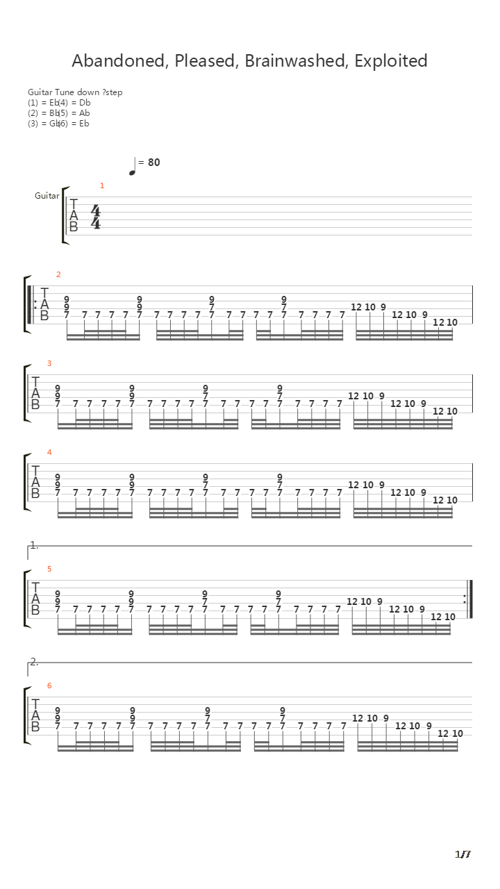 Abandoned Pleased Brainwashed Exploited吉他谱