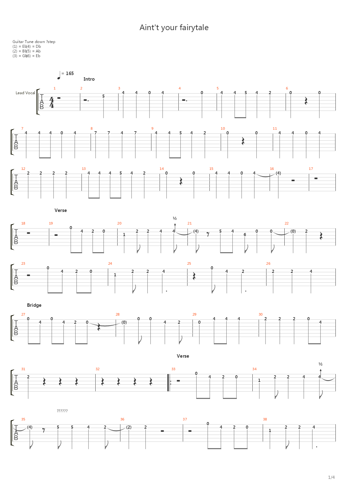 Aint Your Fairytale吉他谱
