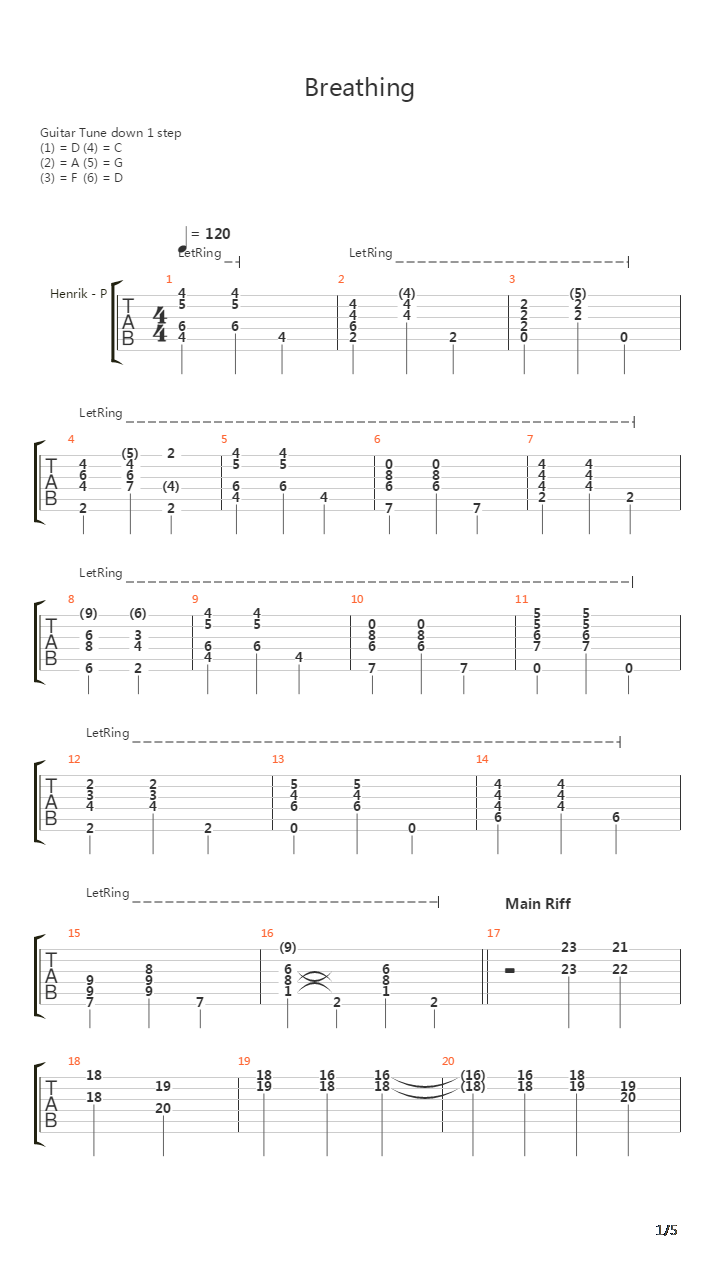 Breathing吉他谱