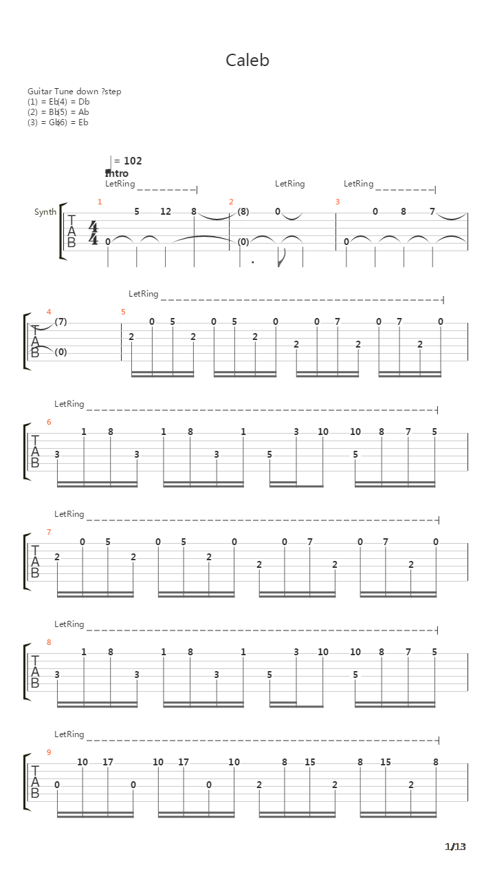 Caleb吉他谱