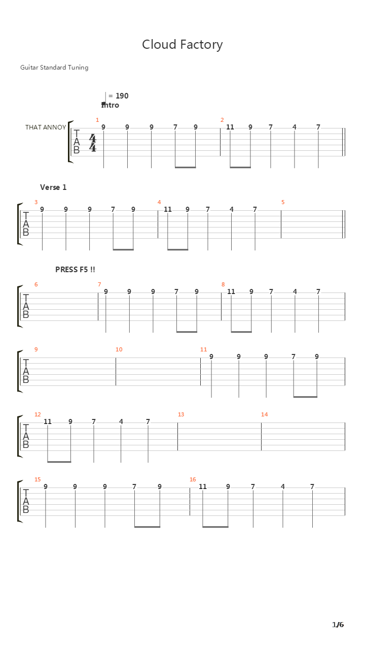 Cloud Factory吉他谱