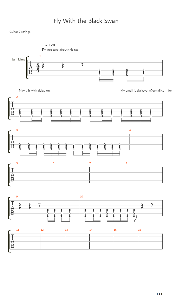 Fly With The Black Swan吉他谱