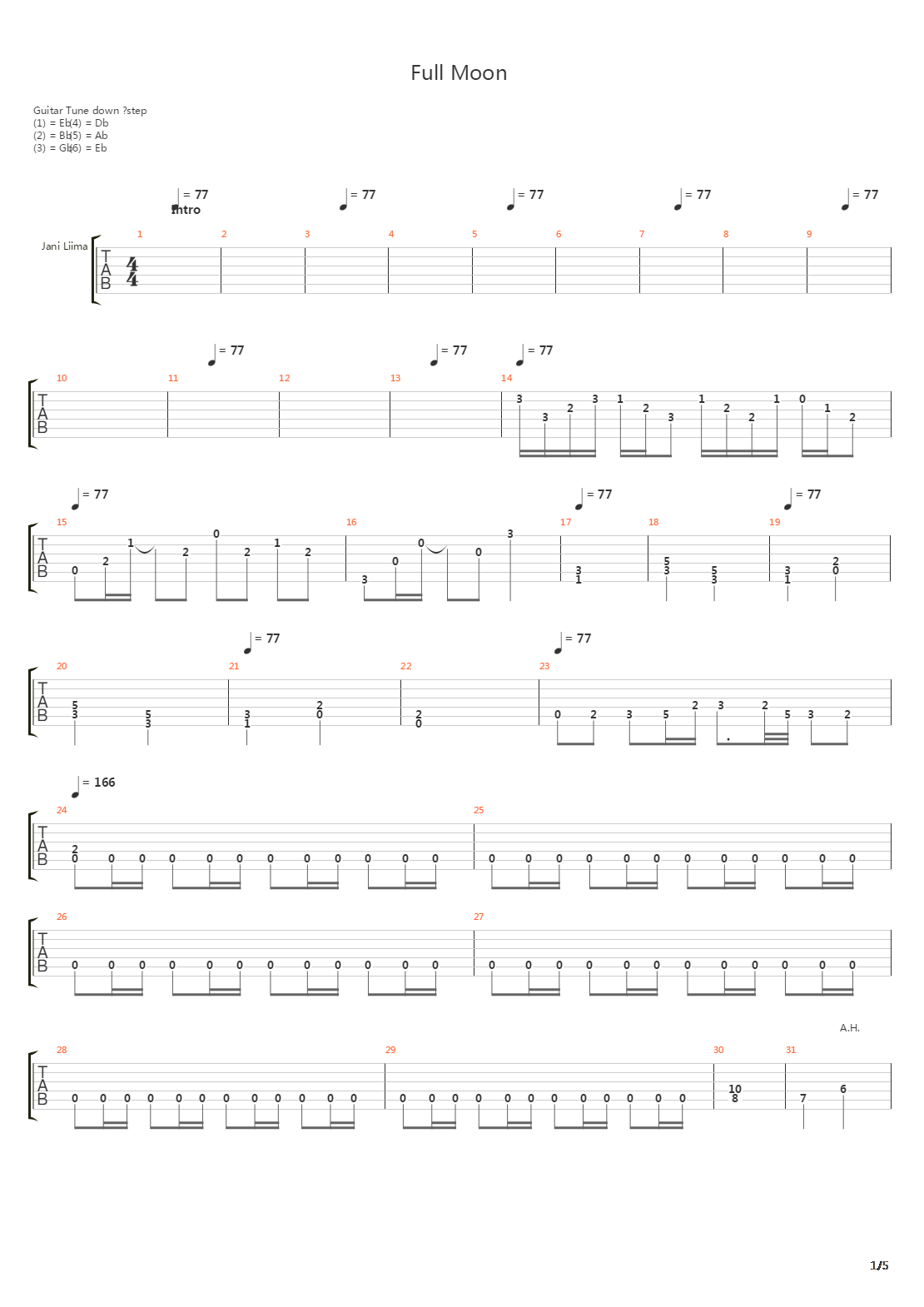 Full Moon吉他谱
