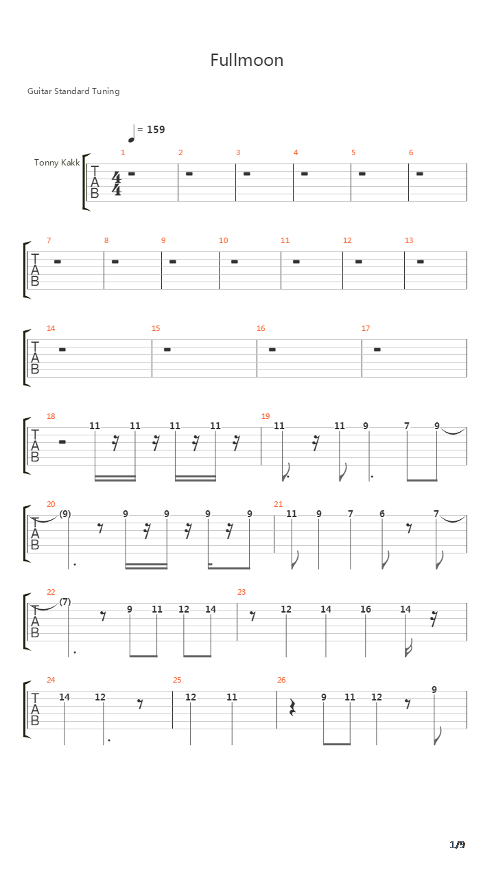 Full Moon吉他谱