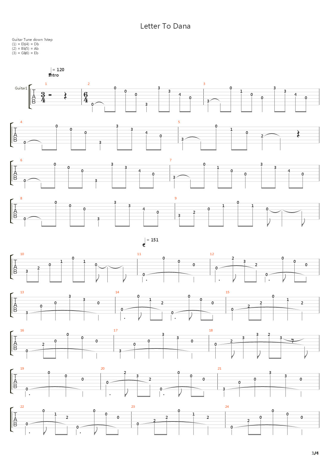Letter To Dana吉他谱