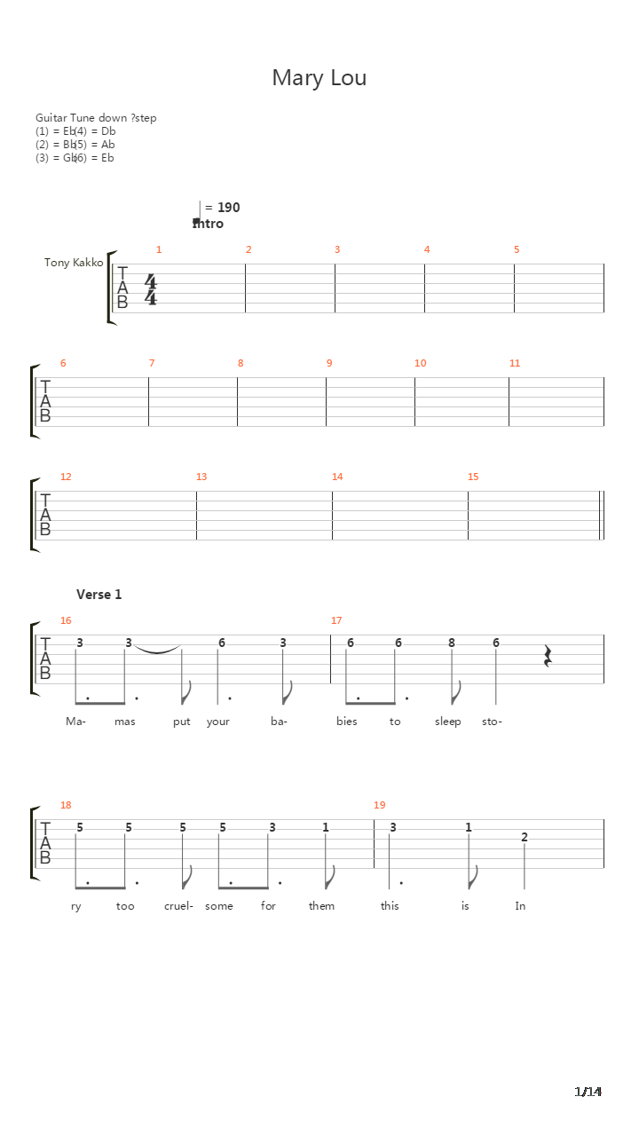 Mary Lou吉他谱