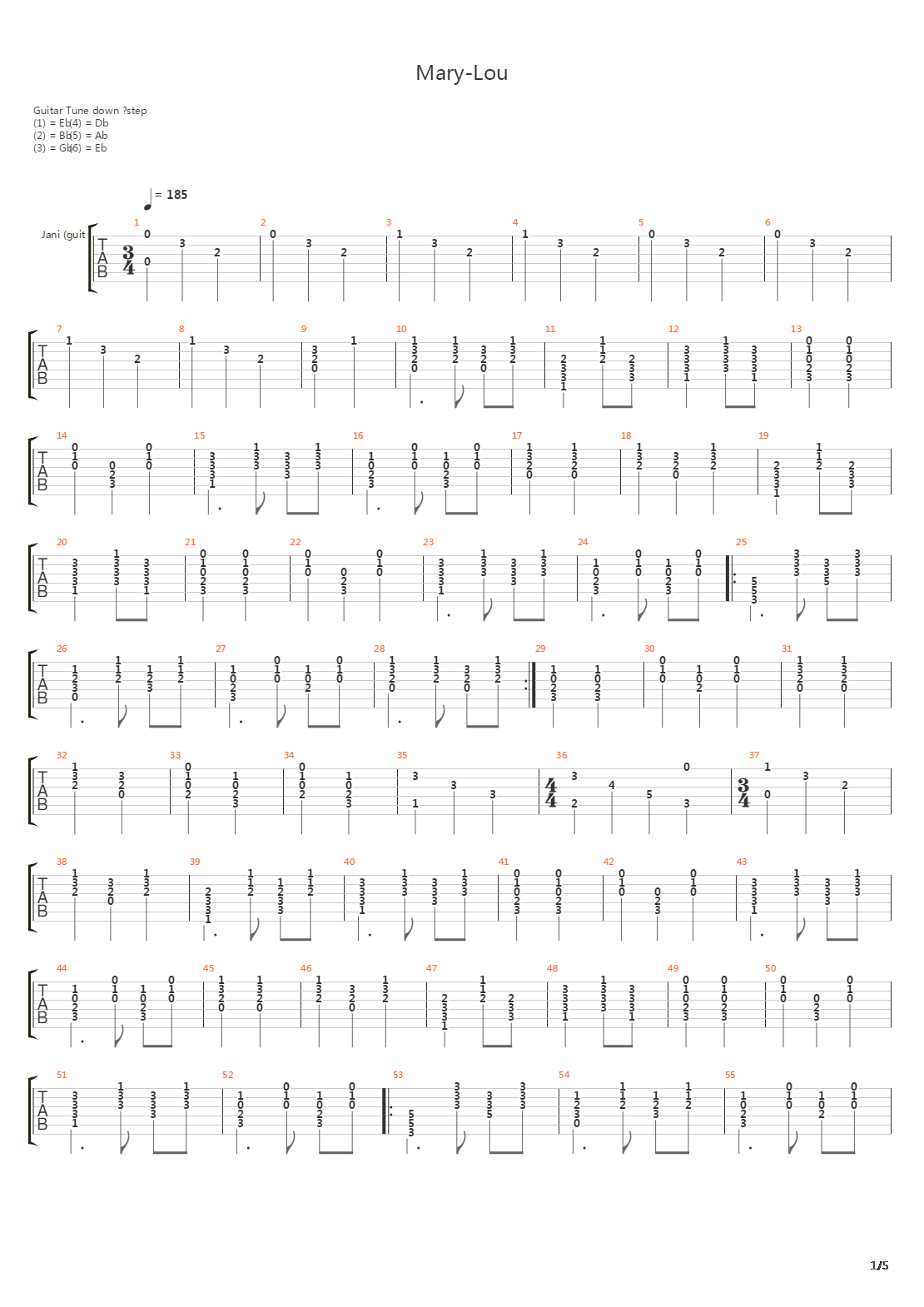 Mary-lou吉他谱