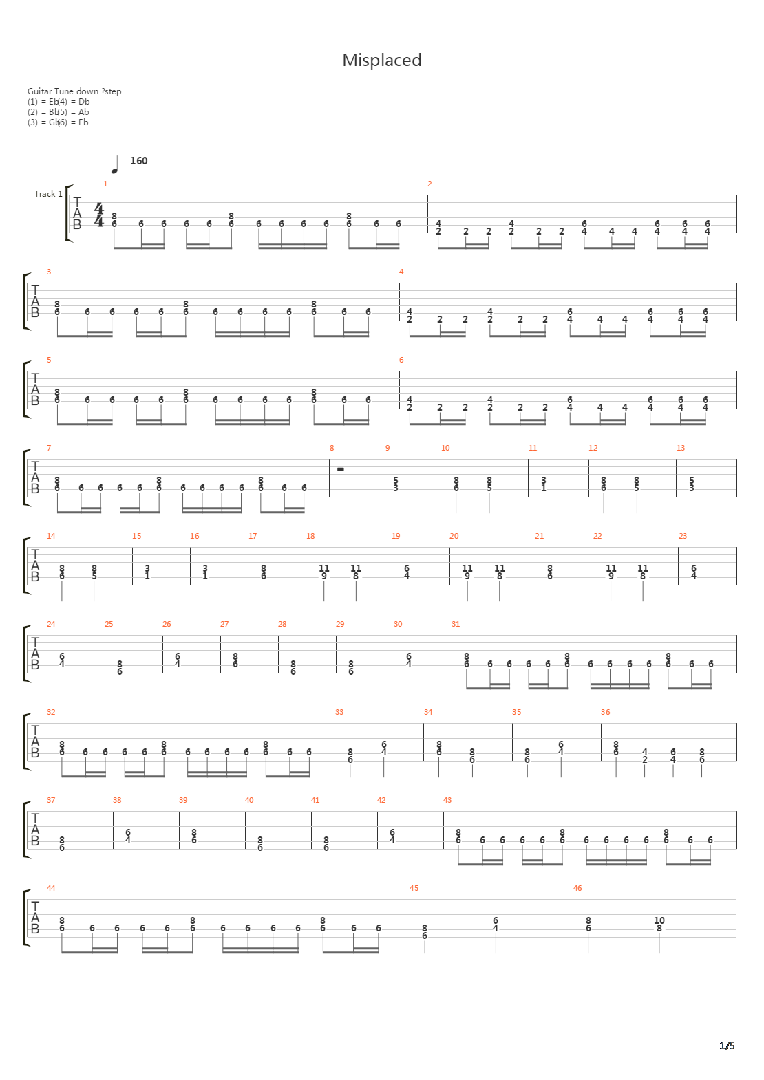 Misplaced吉他谱