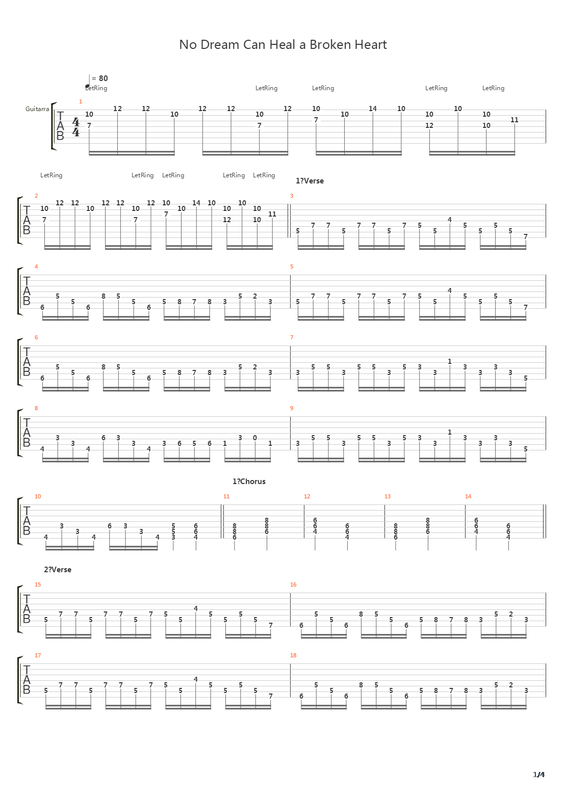 No Dream Can Heal A Broken Heart吉他谱