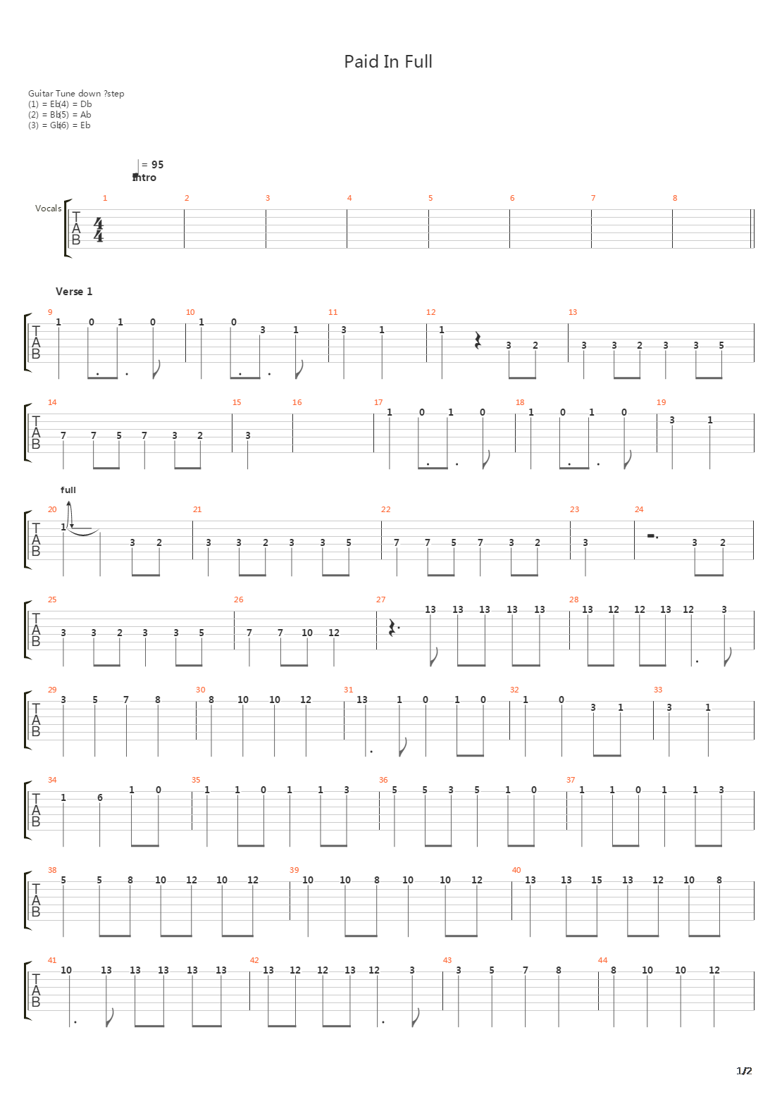 Paid In Full吉他谱