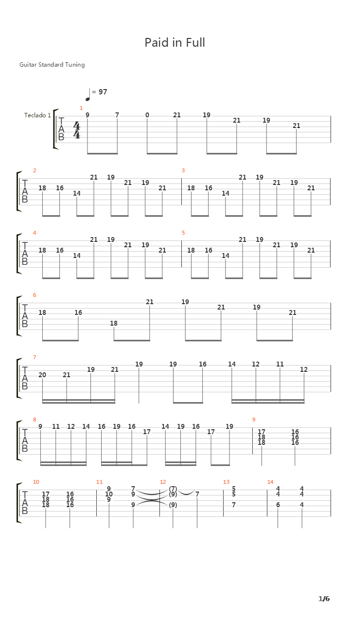 Paid In Full吉他谱