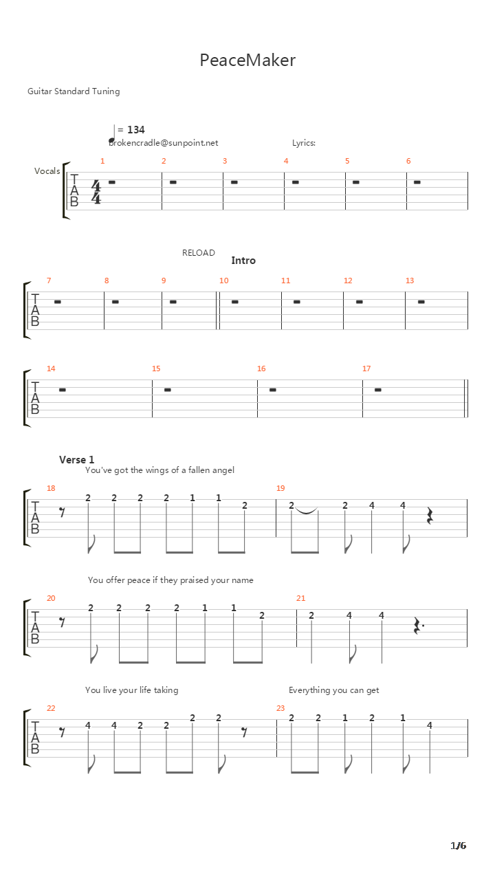 Peacemaker吉他谱