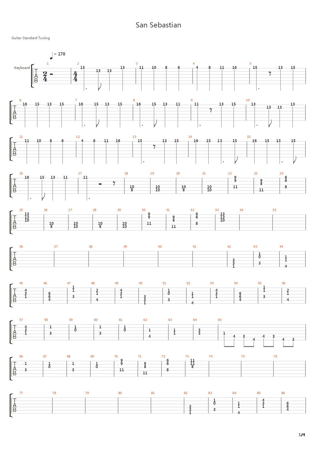 San Sebastian吉他谱