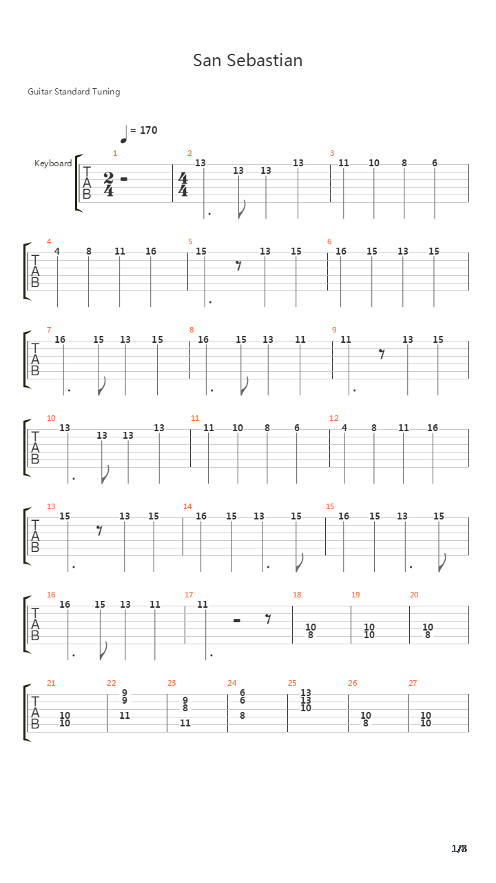 San Sebastian吉他谱