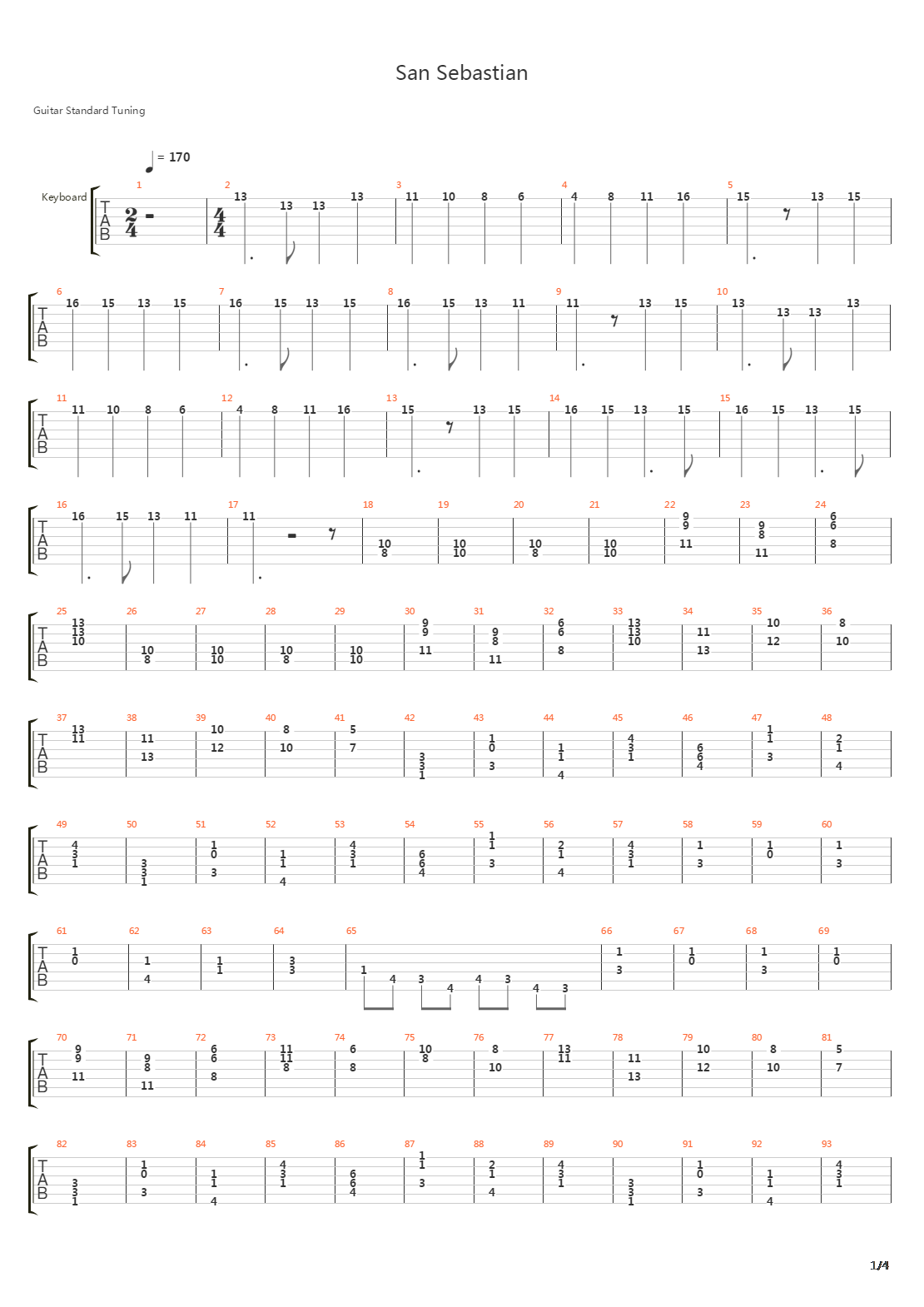 San Sebastian吉他谱
