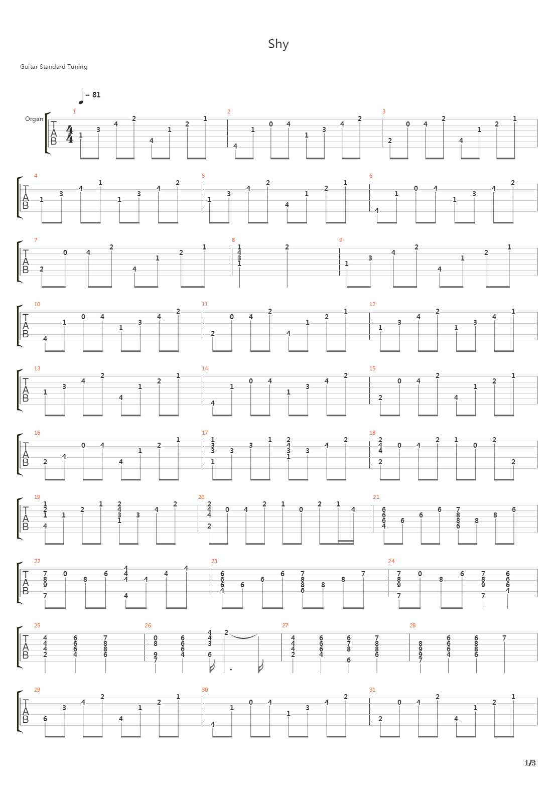 Shy吉他谱