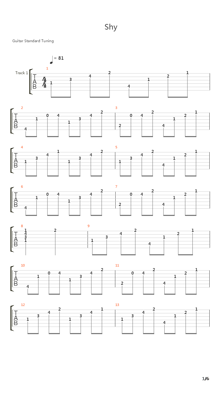 Shy吉他谱