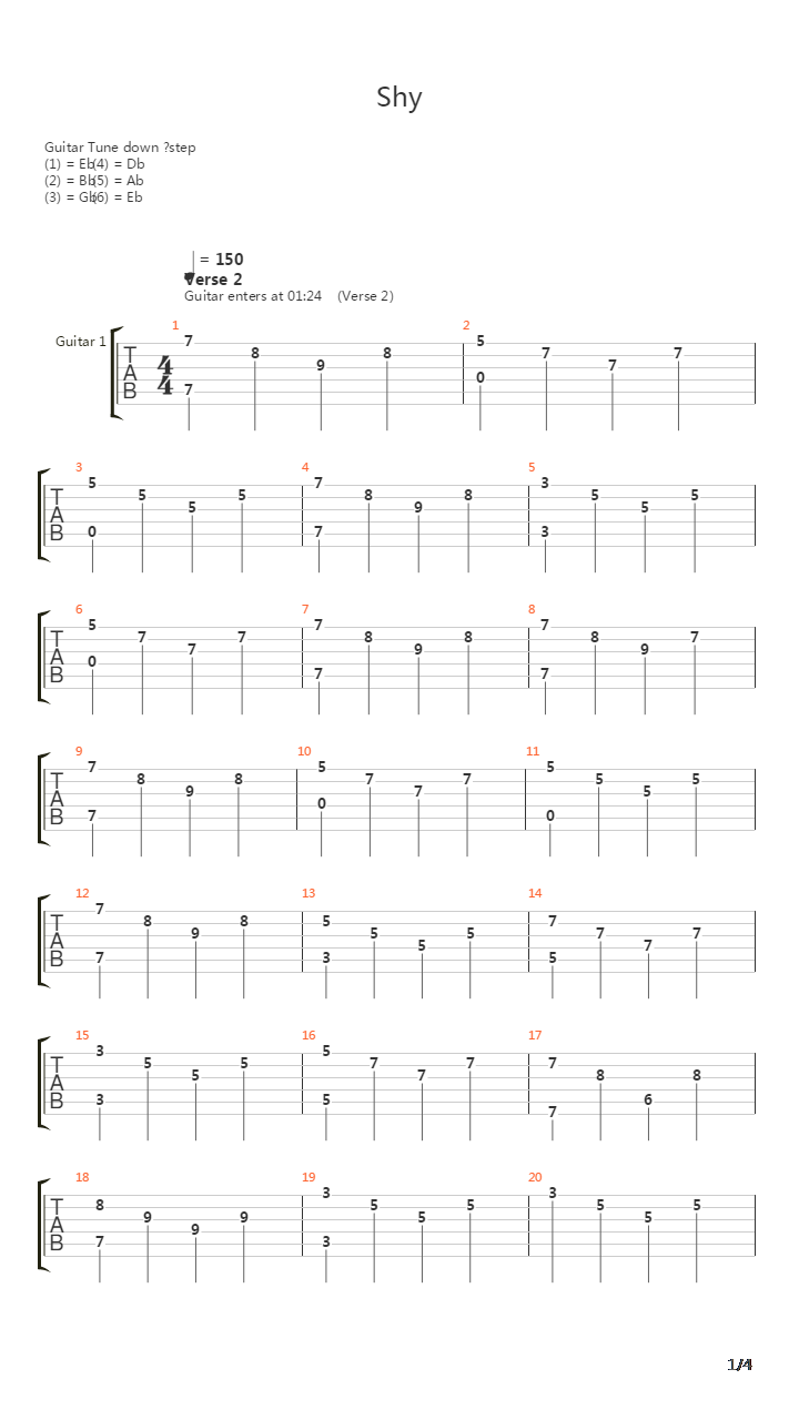 Shy吉他谱