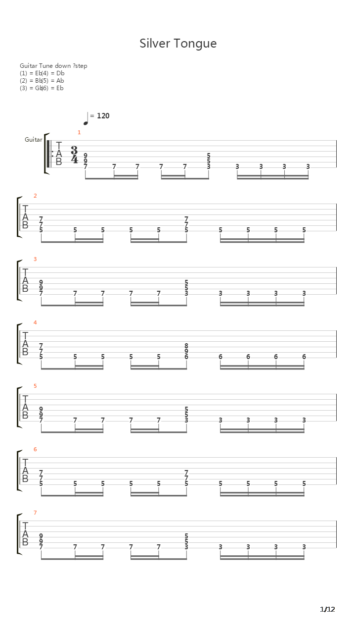 Silver Tongue吉他谱