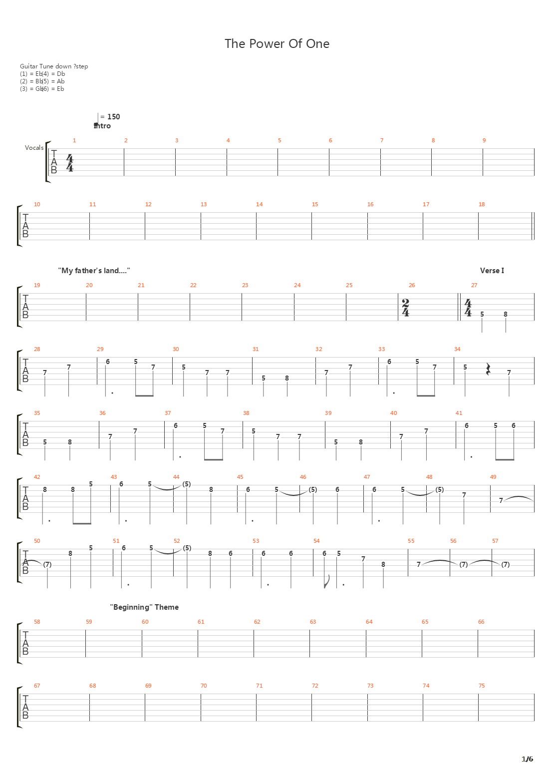 The Power Of One吉他谱