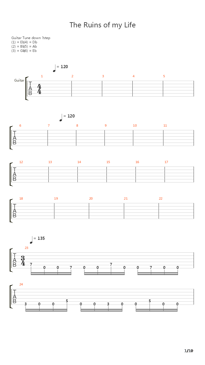 The Ruins Of My Life吉他谱