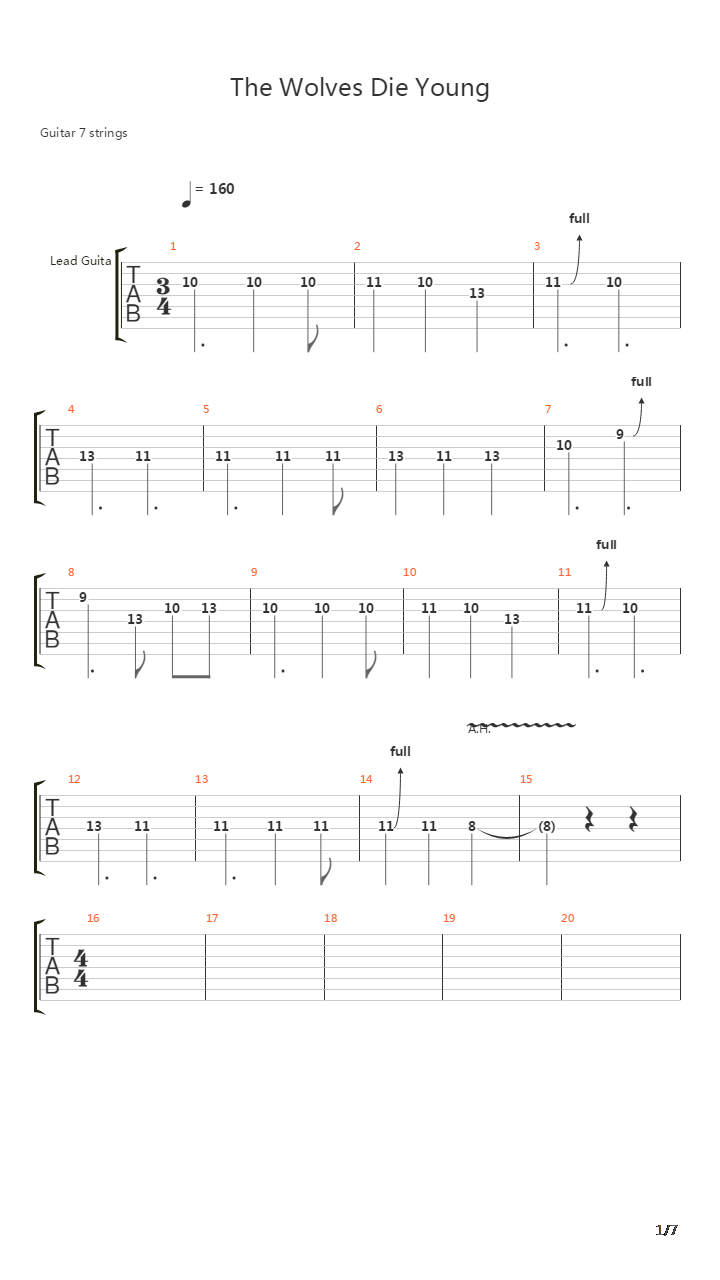 The Wolves Die Young吉他谱