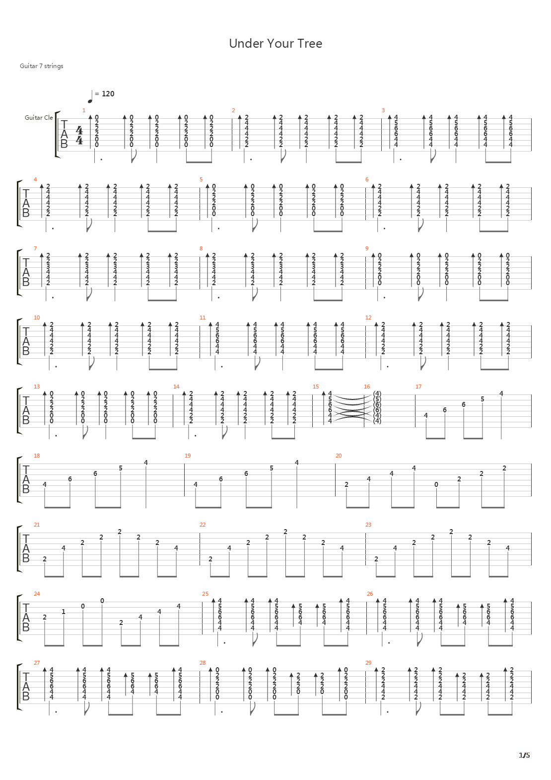 Under Your Tree吉他谱