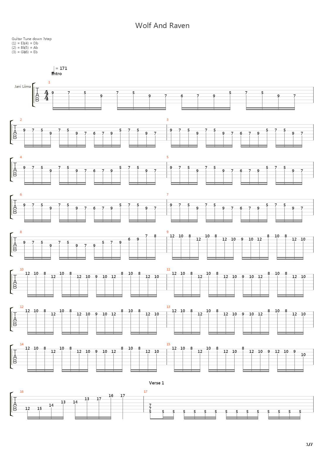Wolf And Raven吉他谱