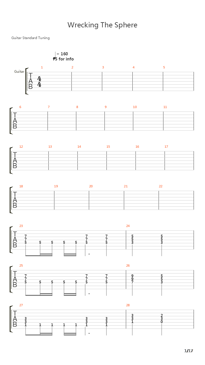 Wrecking The Sphere吉他谱