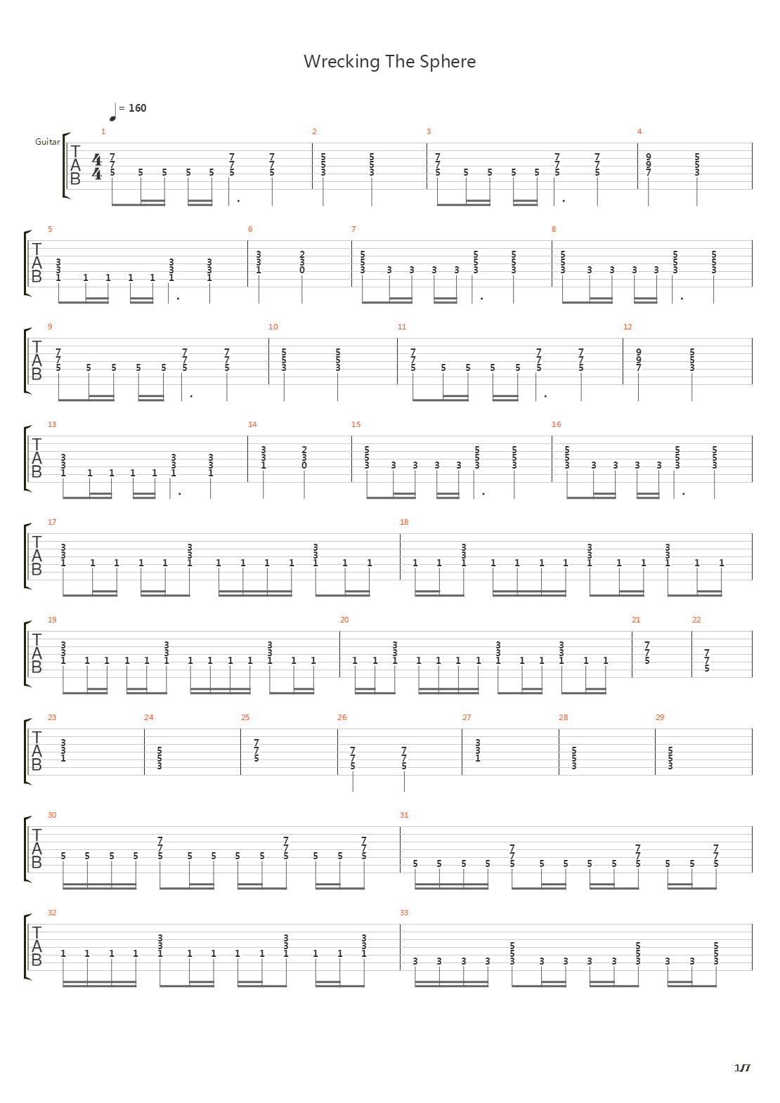 Wrecking The Sphere吉他谱