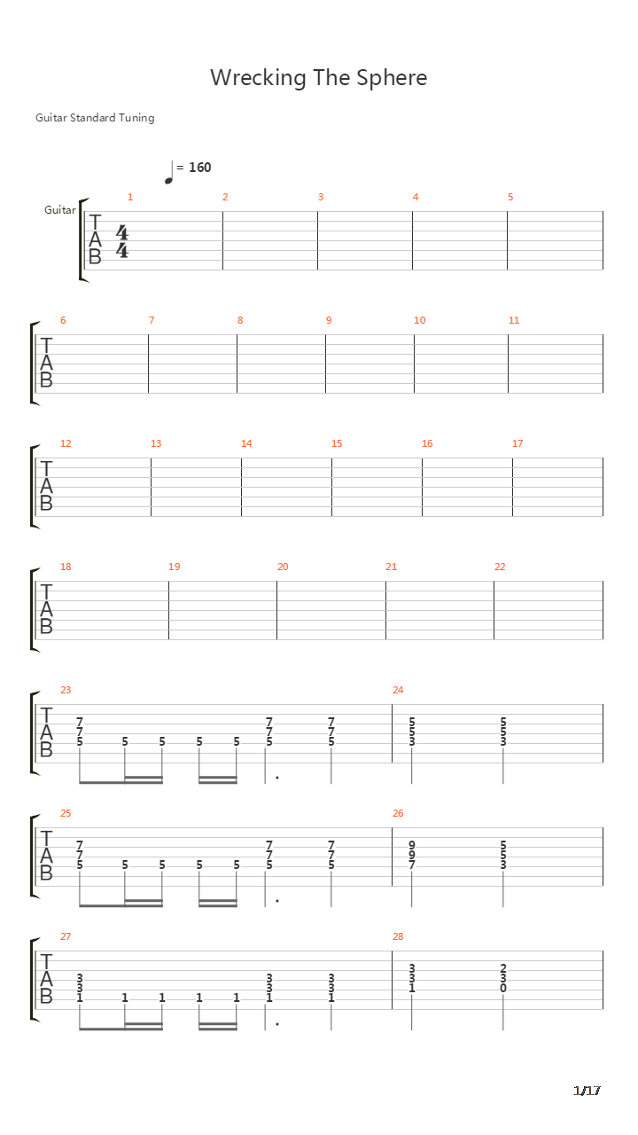 Wrecking The Sphere吉他谱